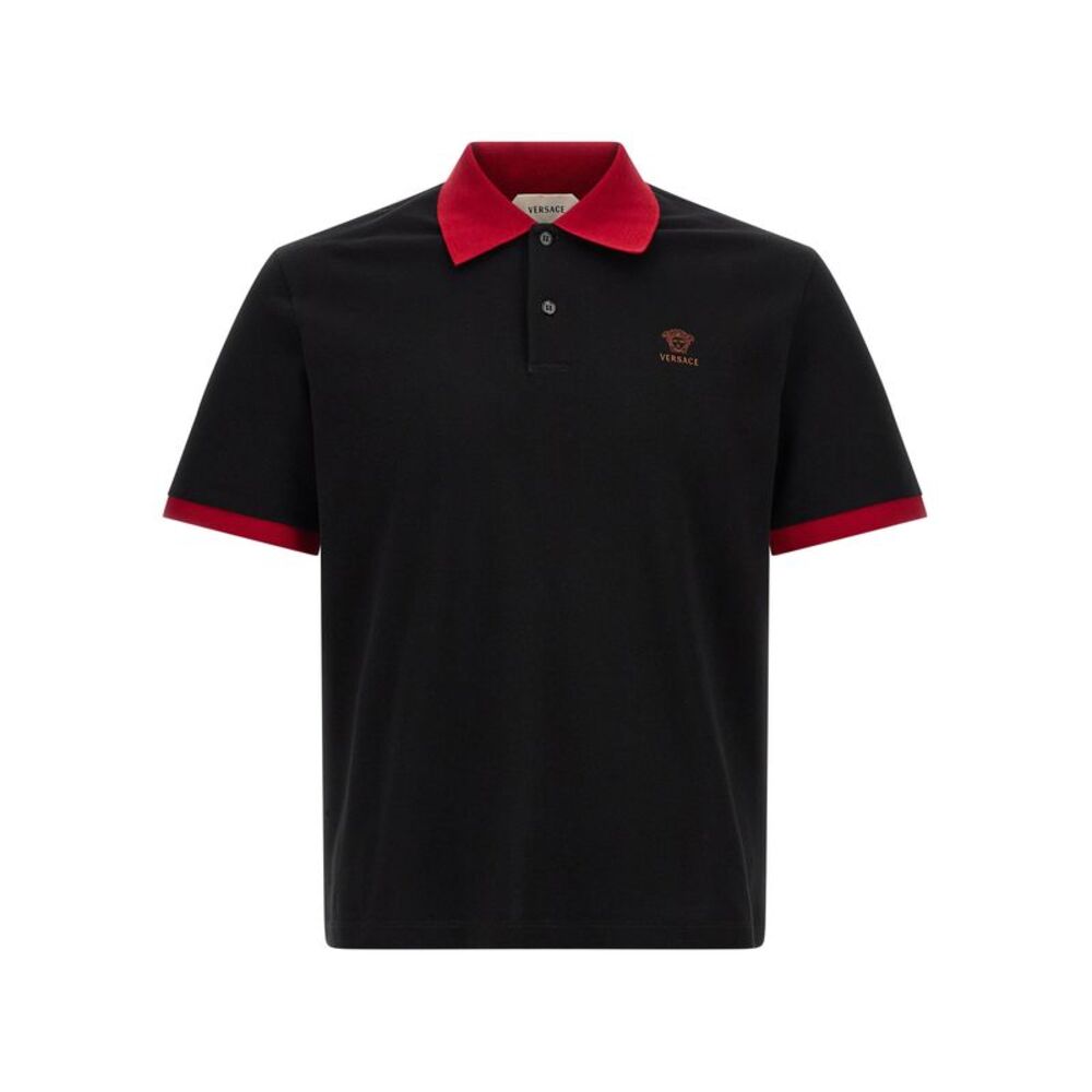 Versace Black Cotton Polo Men's Shirt